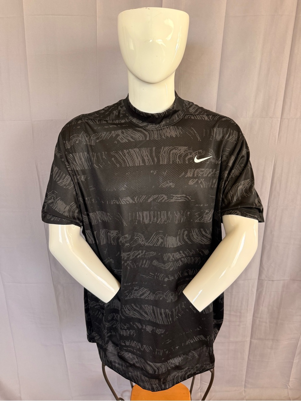 Nike Golf Polo Tiger Woods Collection Golf Mock Neck Shirt XXL Black Gray